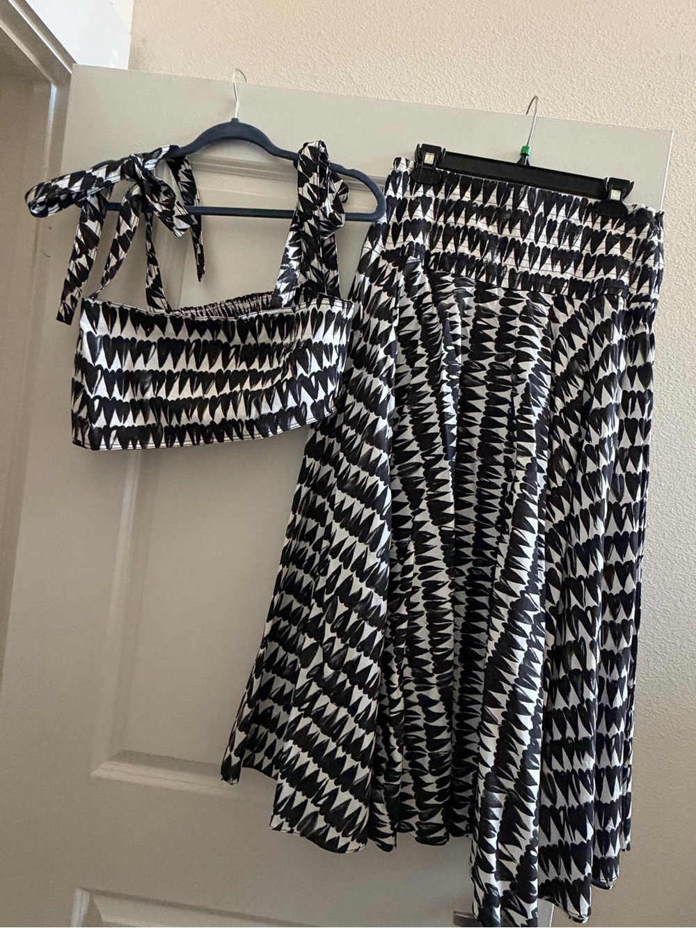 Zara Black & White Patterned Bandeau Two-Piece Set - Women